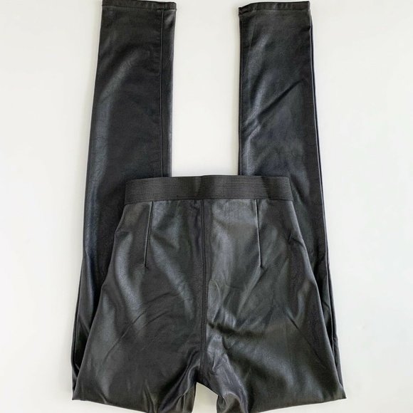 Faux Black Leather Skinny Pants Side Zip Leggings - Picture 7 of 10